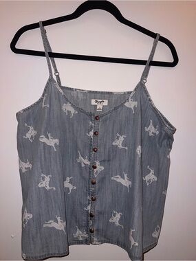 Wrangler Light Blue Denim-Effect Tank